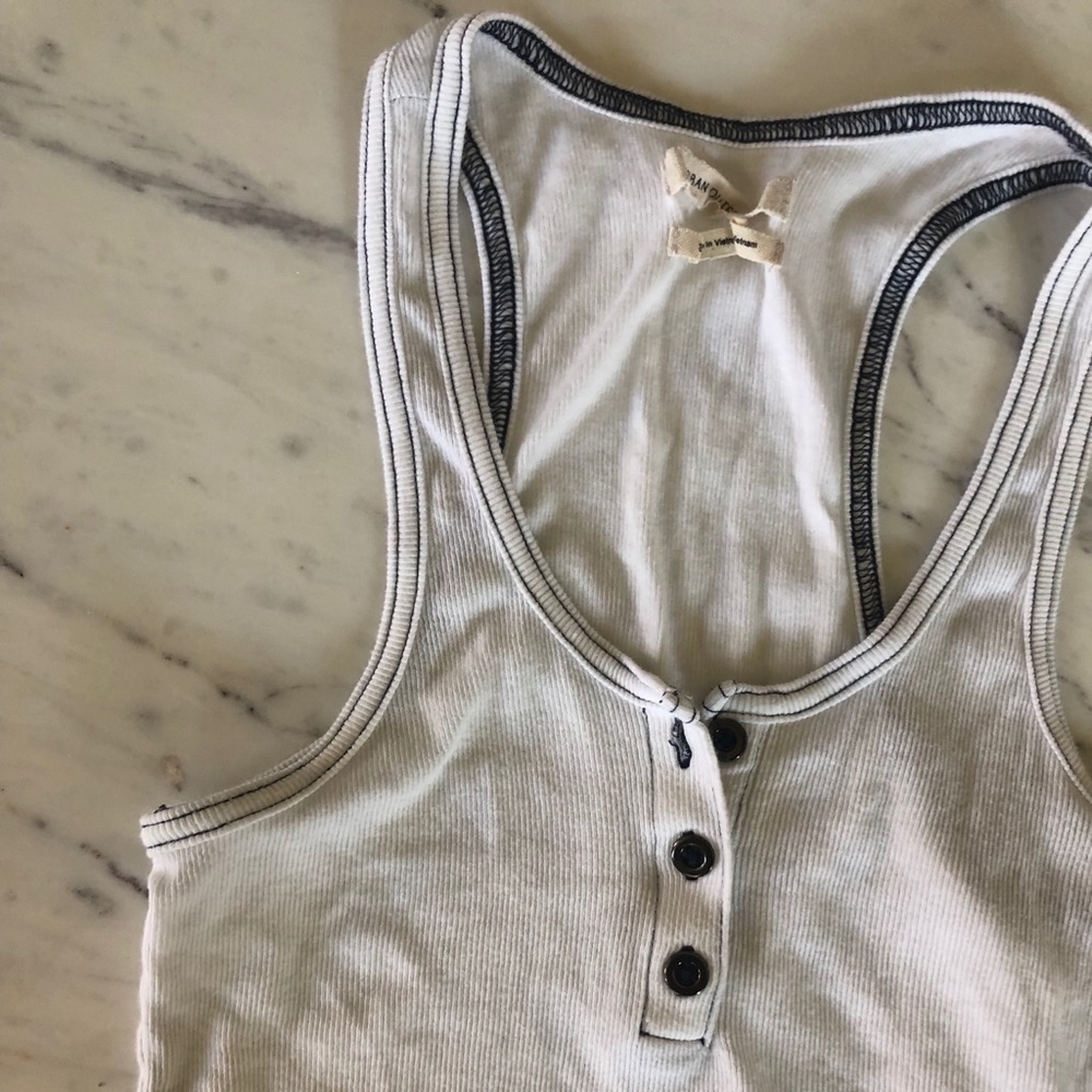 Super cute white with black sticking tank top